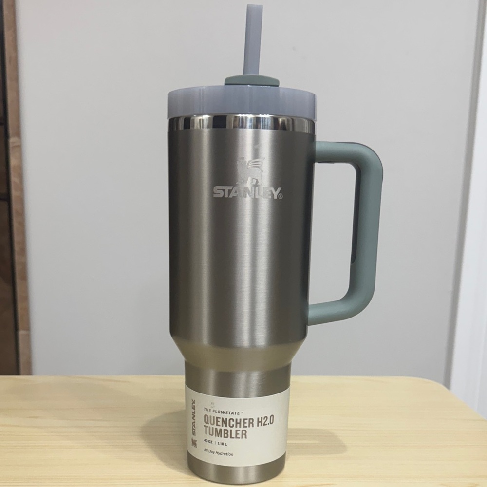 Stanley Stainless Steel Tumbler with Green Handle